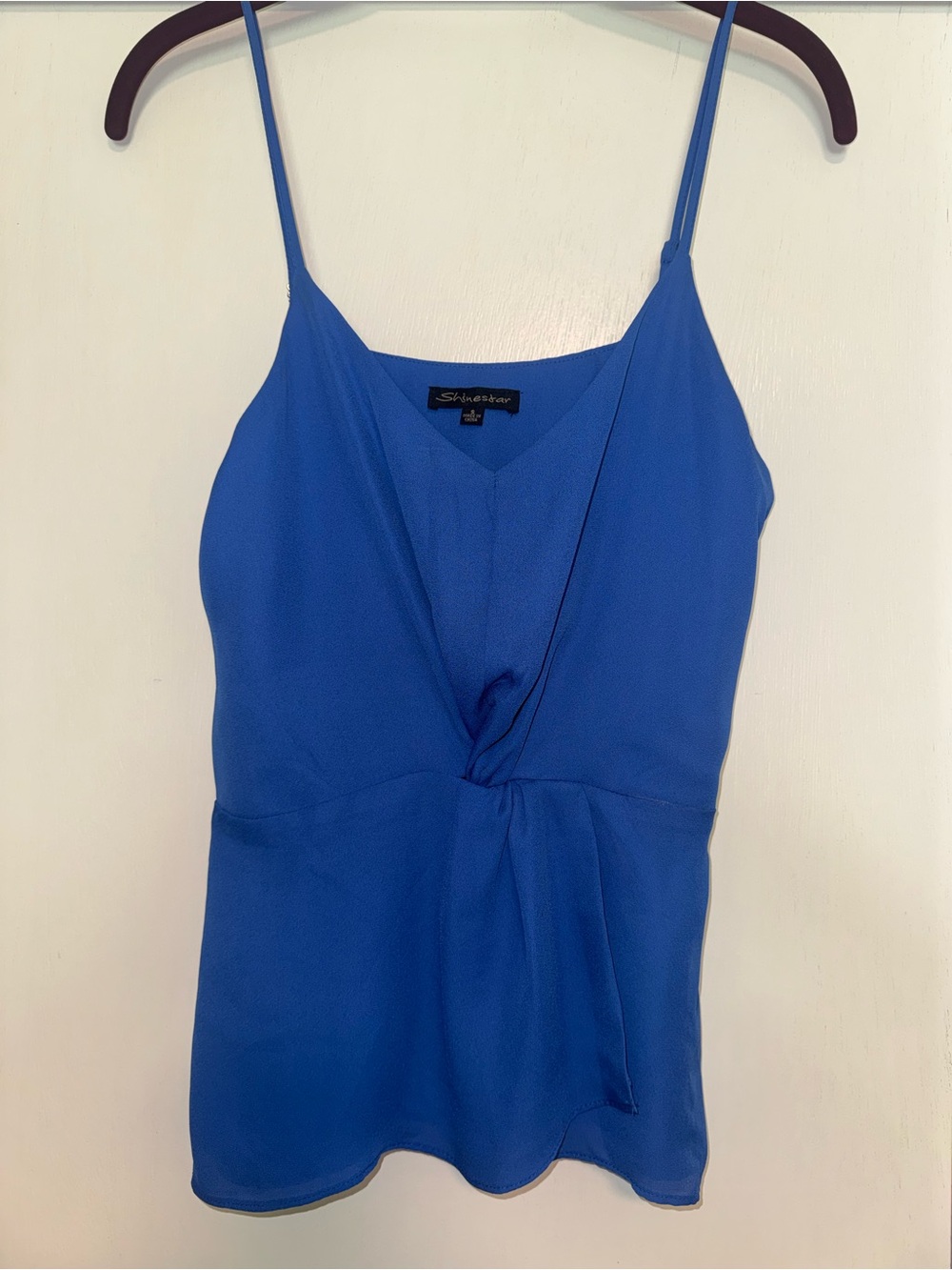 Shinestar Cobalt Blue Twist-Front Spaghetti Strap Cami